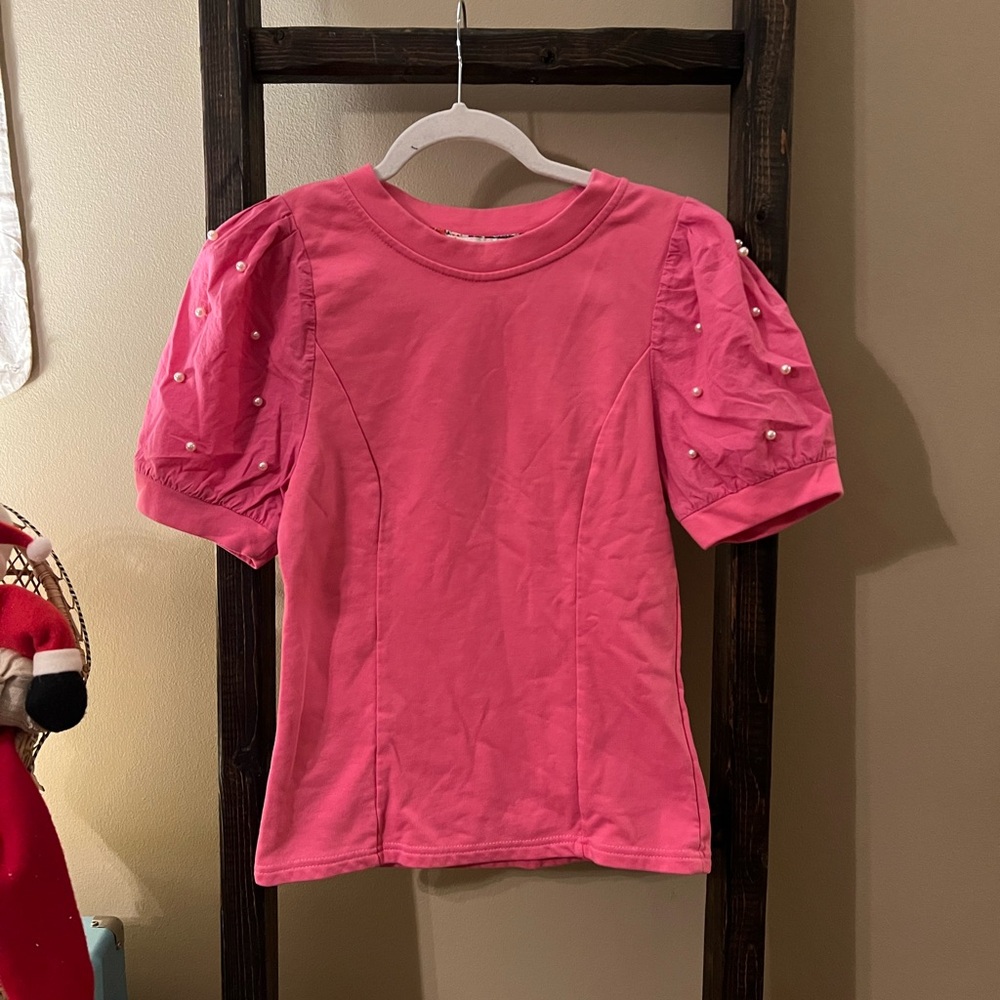Umgee Pink Pearl Sleeves Top